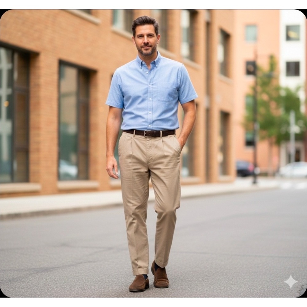 Lauren Ralph Lauren Men's Tan Pleated 100%‎ Wool Dress Pants 40x32 Actual 38x32